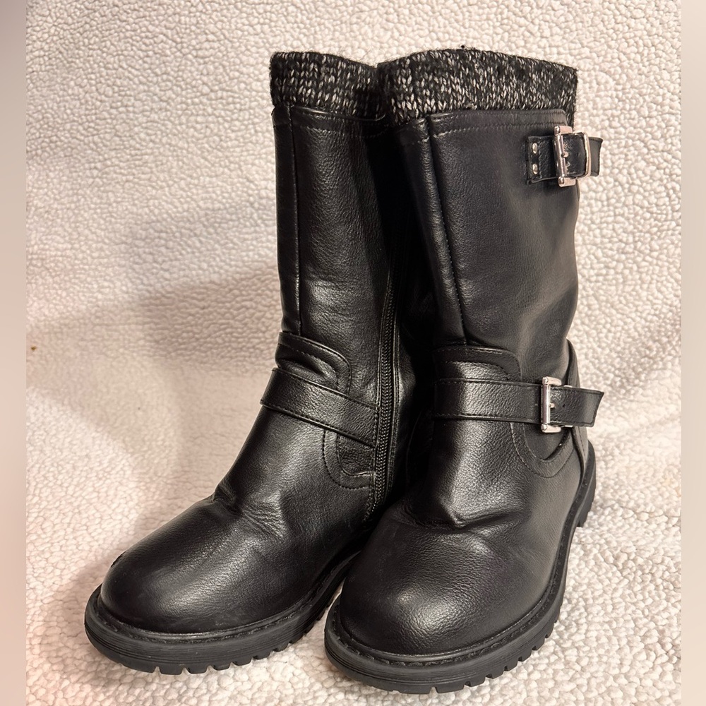 DV by Dolce Vita Black Motorcycle Boots with Buckle Straps - Picture 5 of 14